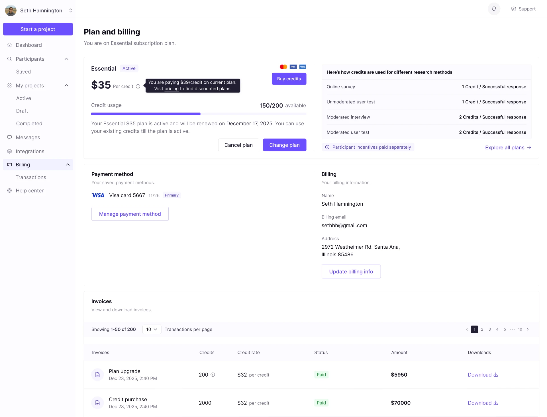 Essential plan and billing overview
